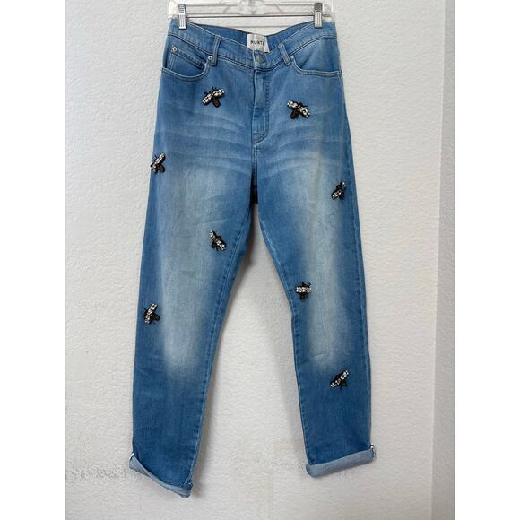 Munthe Occasion Rhinestone Beaded Bee Brooches Boyfriend Jeans Blue - Picture 2 of 6